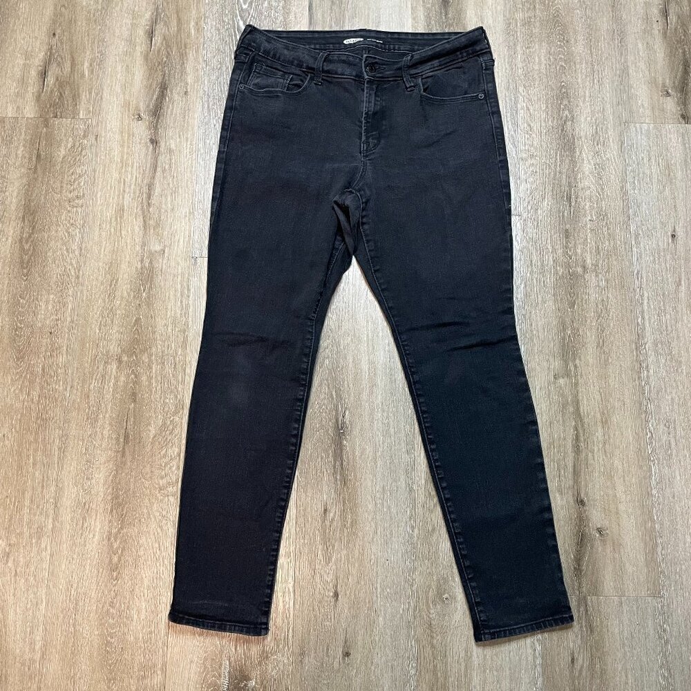 Old Navy Jeans Womens Size 12 Black Mid Rise Dark Wash Denim Skinny